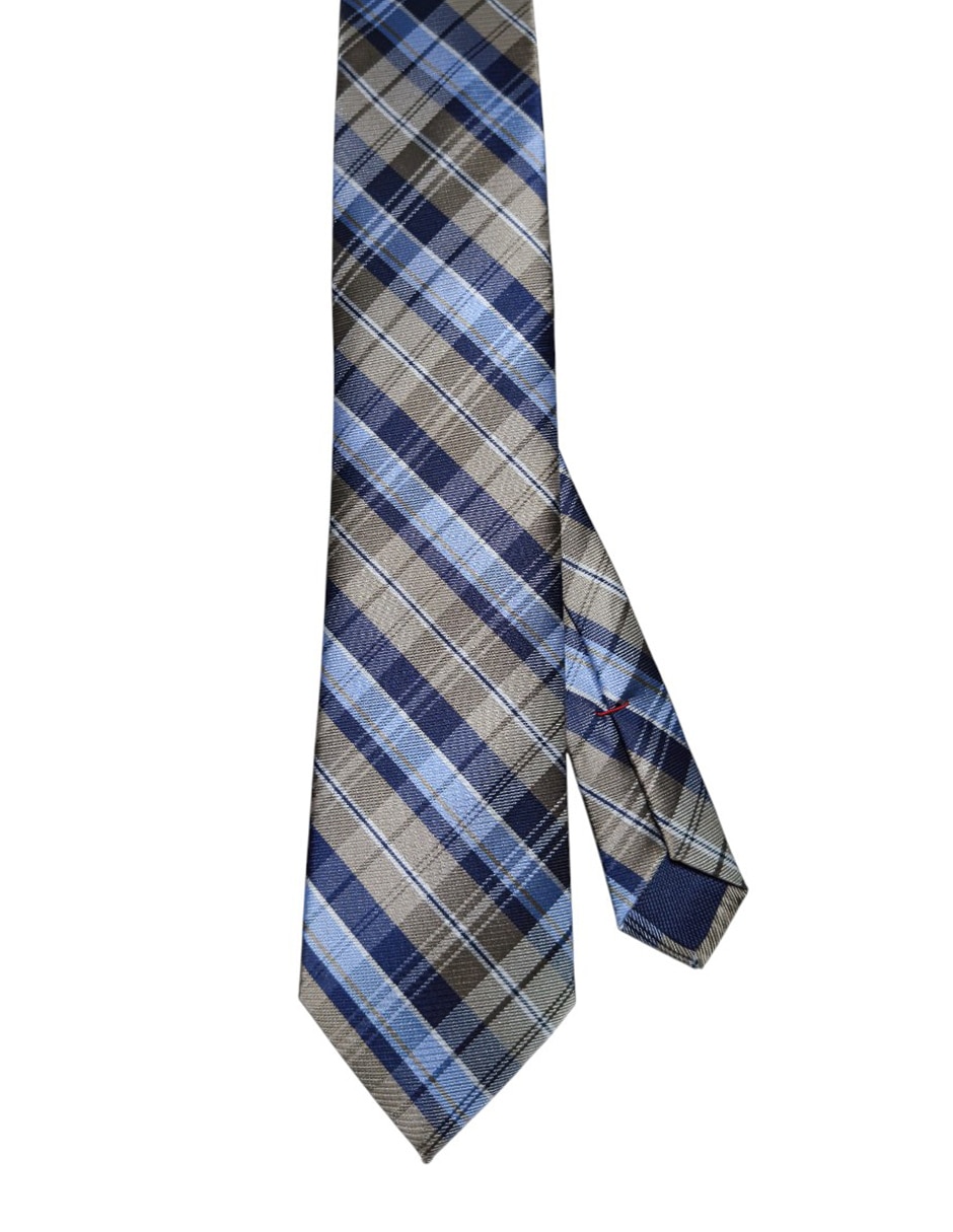 Corbata regular de seda estampado a cuadros para hombre
