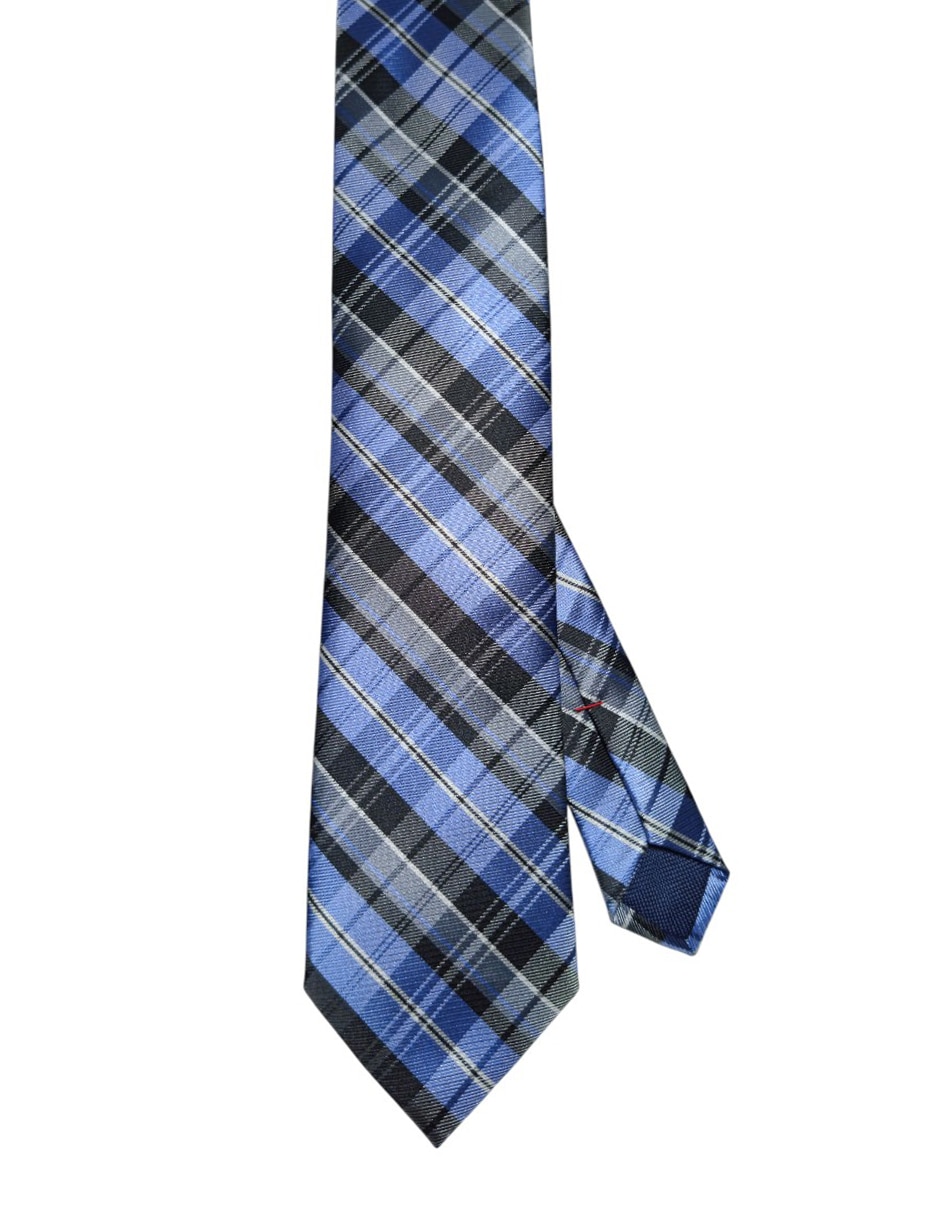Corbata regular de seda estampado a cuadros para hombre