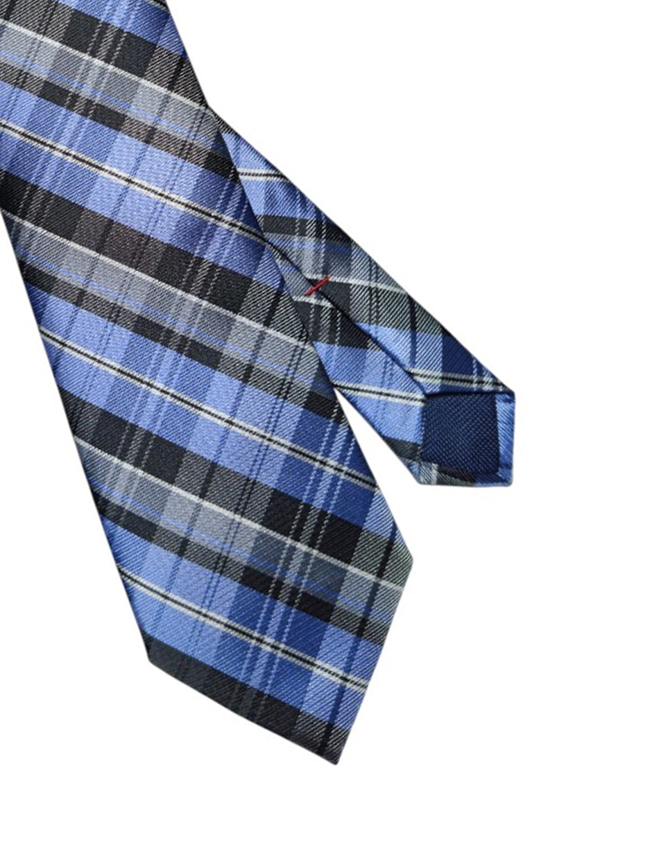 Corbata regular de seda estampado a cuadros para hombre 2