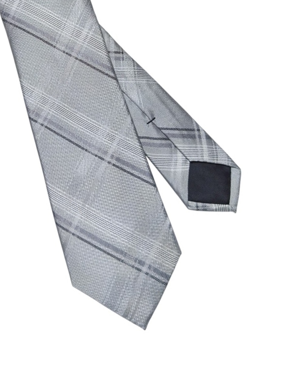 CORBATA CK A CUADROS REGULAR, PLATEADO