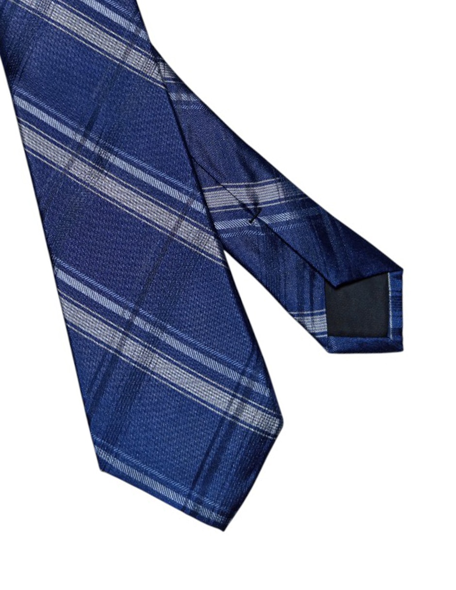 Corbata regular de seda estampado a cuadros para hombre 2
