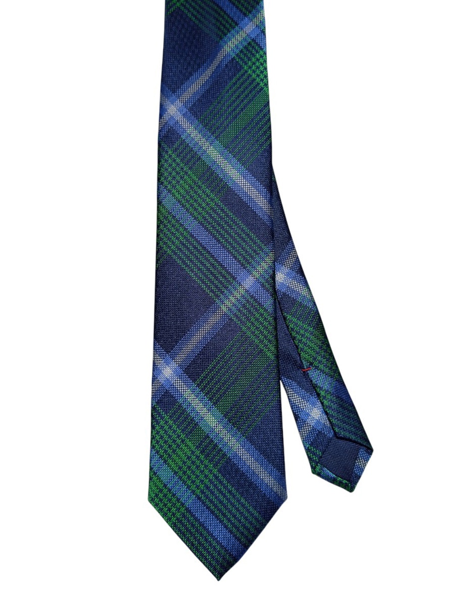 Corbata regular de seda estampado a cuadros para hombre