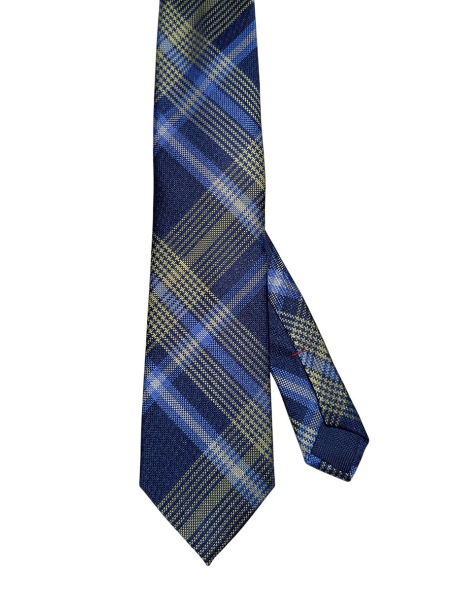 Corbata regular de seda estampado a cuadros para hombre