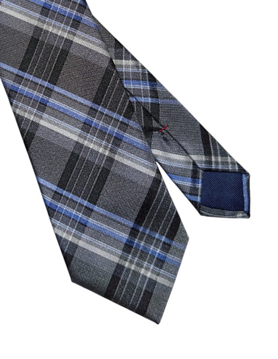 Corbata regular de seda estampado a cuadros para hombre 3