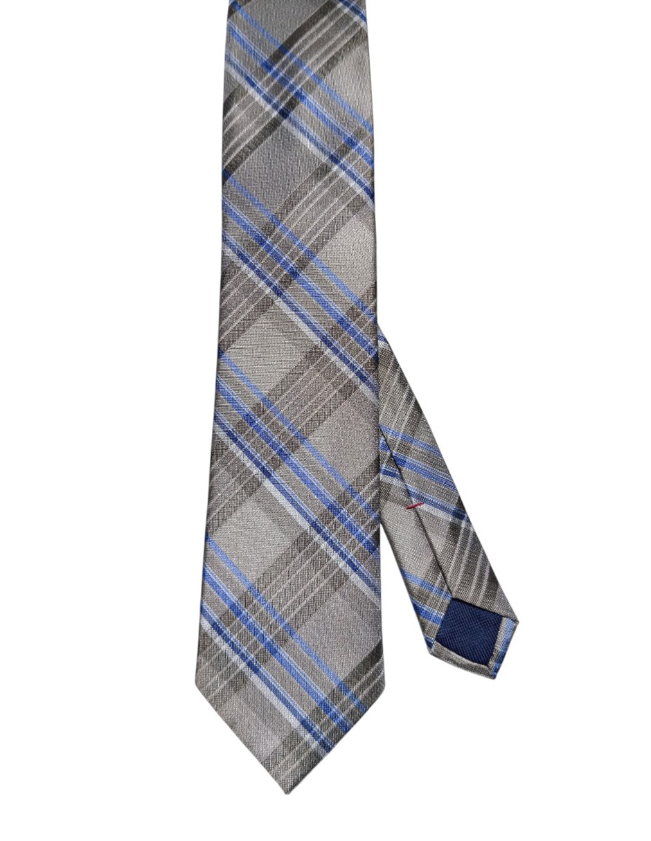 Corbata regular de seda estampado a cuadros para hombre