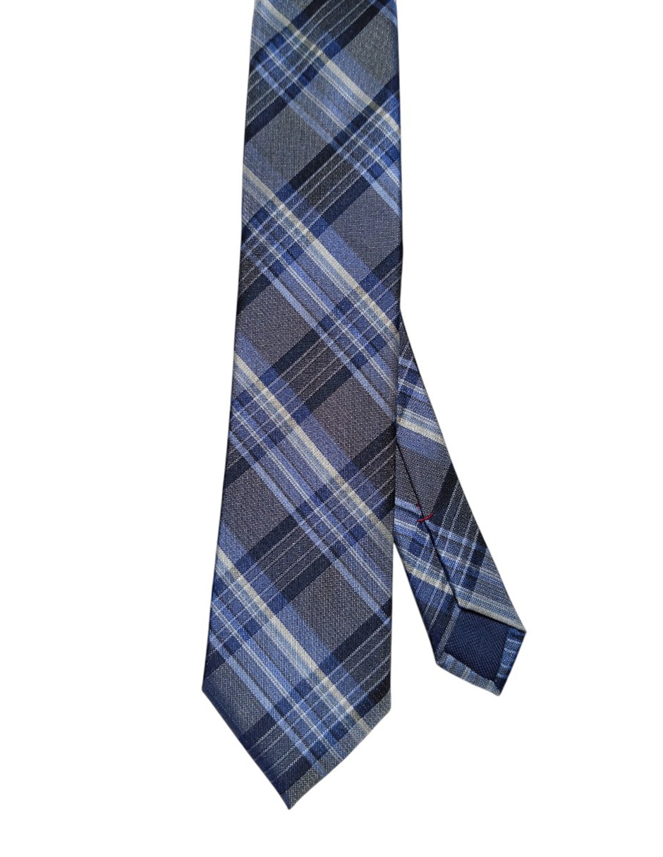 Corbata regular de seda estampado a cuadros para hombre