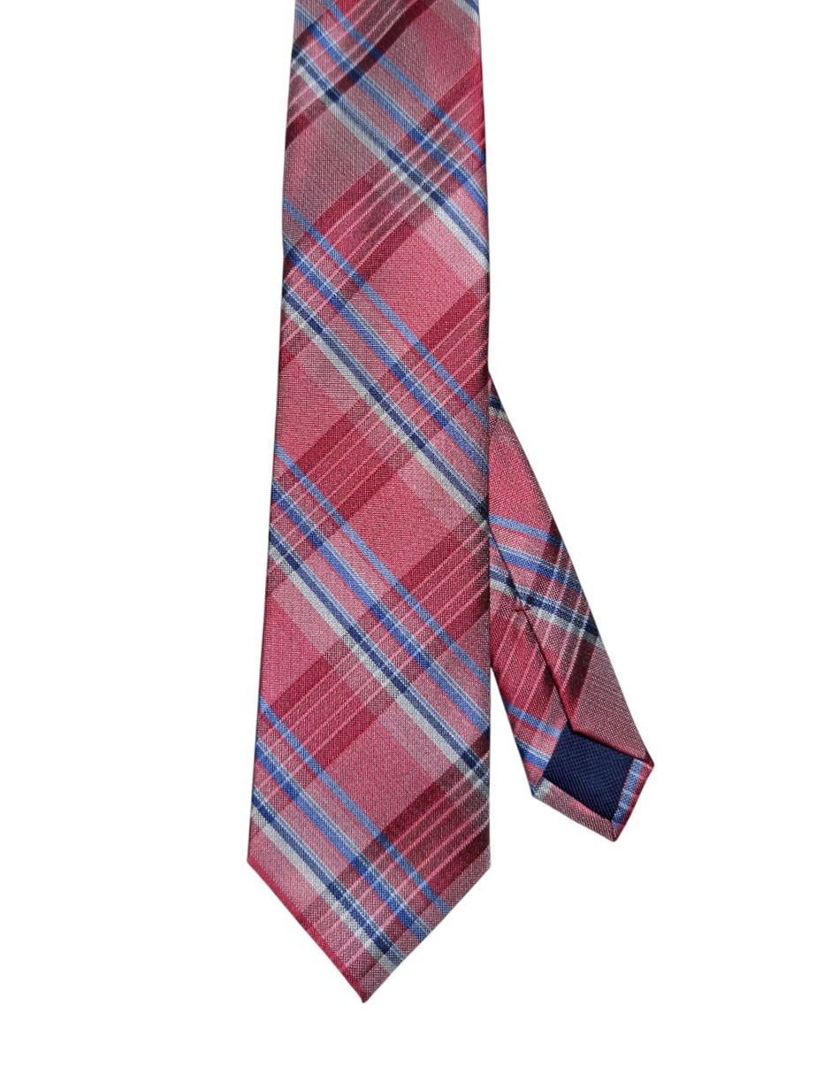 CORBATA TOMMY A CUADROS REGULAR , ROJO
