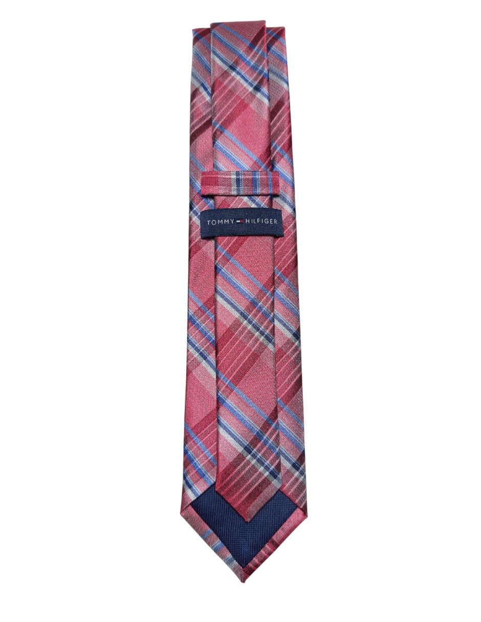 CORBATA TOMMY A CUADROS REGULAR , ROJO