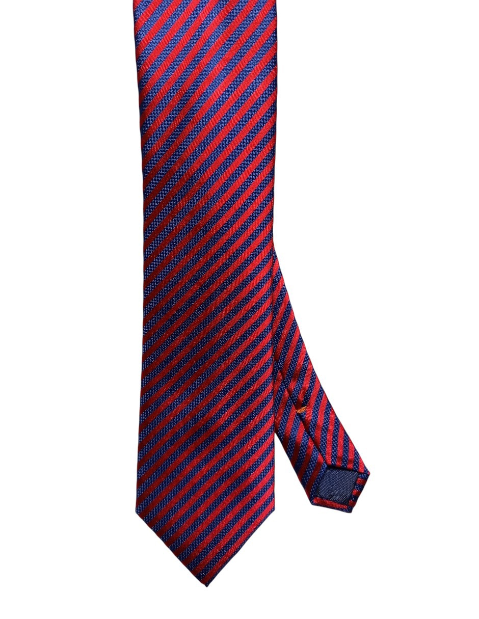 CORBATA JBE A RAYAS REGULAR SEDA, ROJO