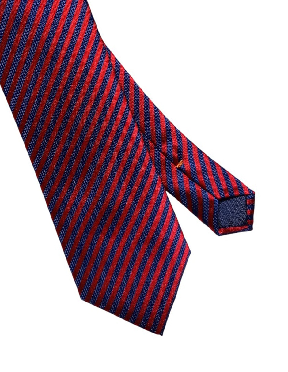 Corbata regular de seda estampado a rayas para hombre 2