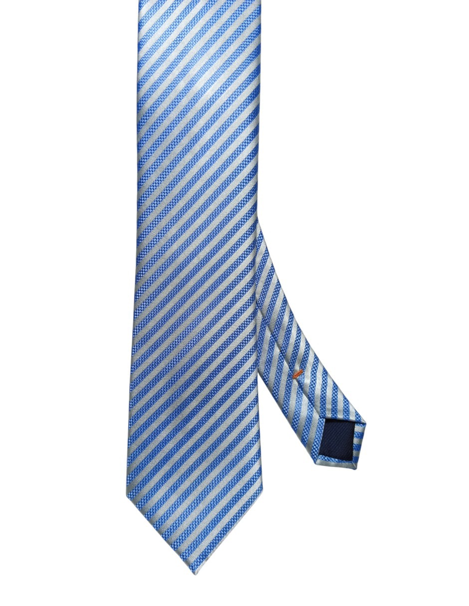 Corbata regular de seda estampado a rayas para hombre