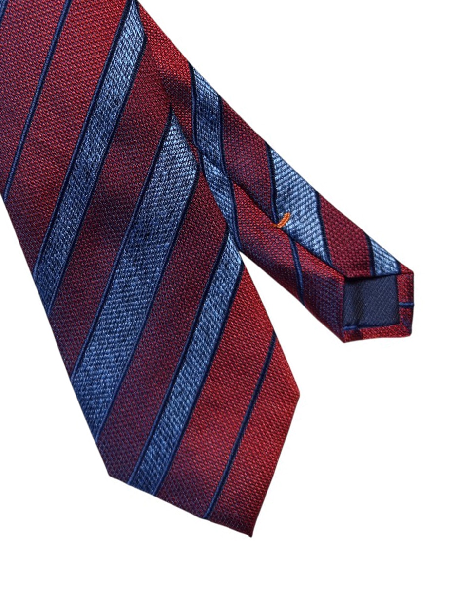 Corbata regular de seda estampado a rayas para hombre 2