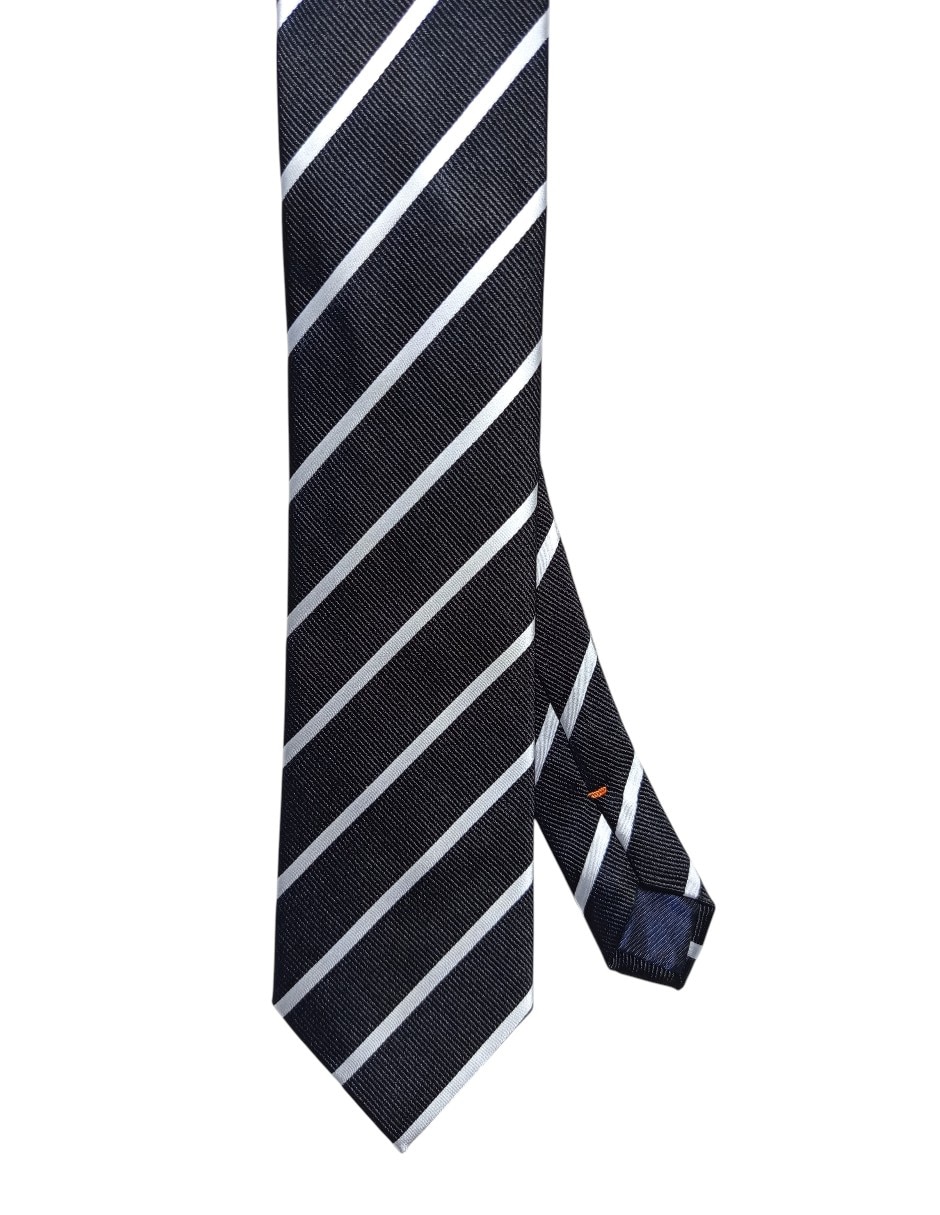 Corbata regular de seda estampado a rayas para hombre 1