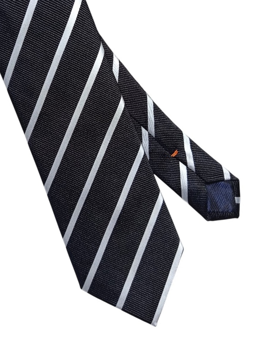 Corbata regular de seda estampado a rayas para hombre 2