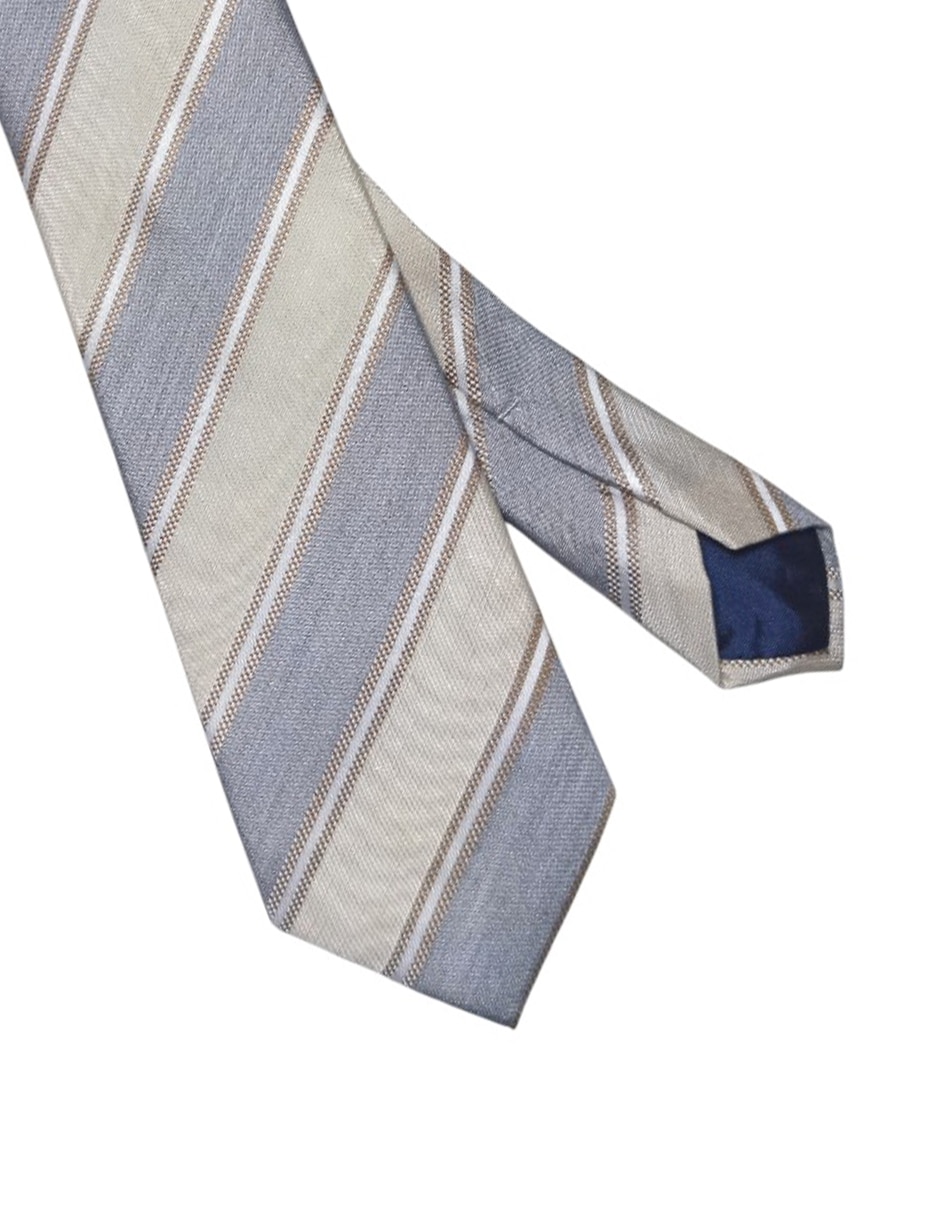 Corbata regular de seda estampado a rayas para hombre 3
