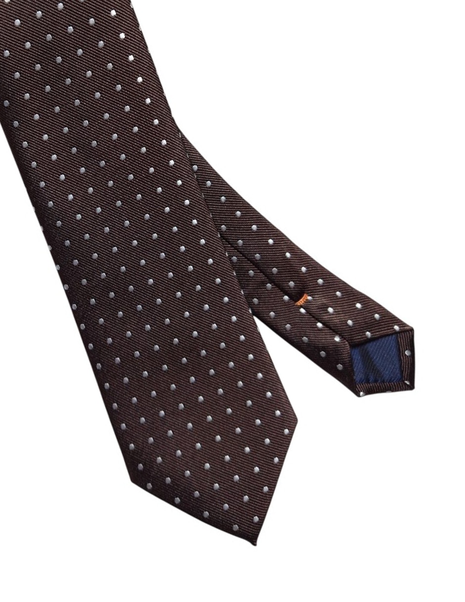 Corbata regular de seda estampado lunares para hombre 4