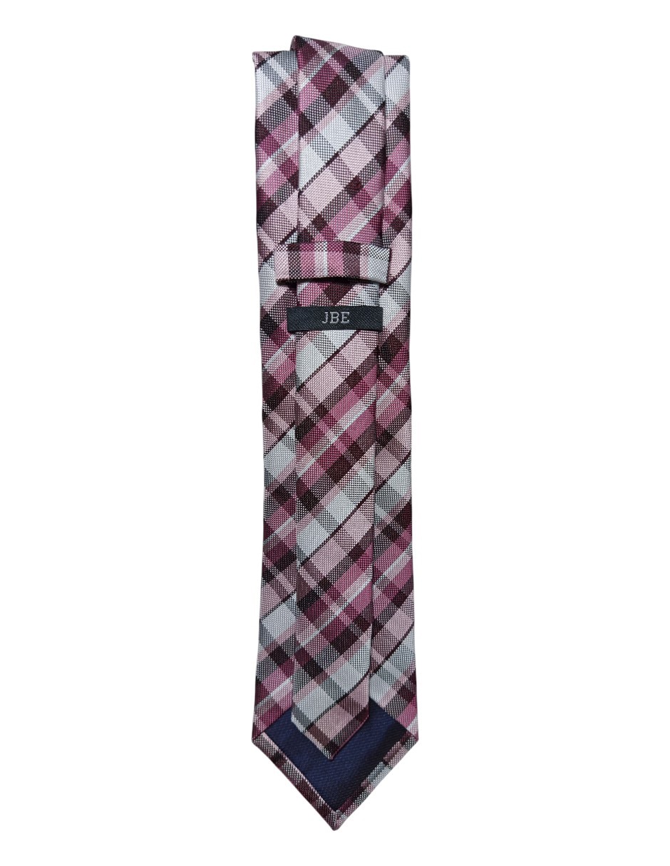 Corbata regular de seda estampado a cuadros para hombre 5
