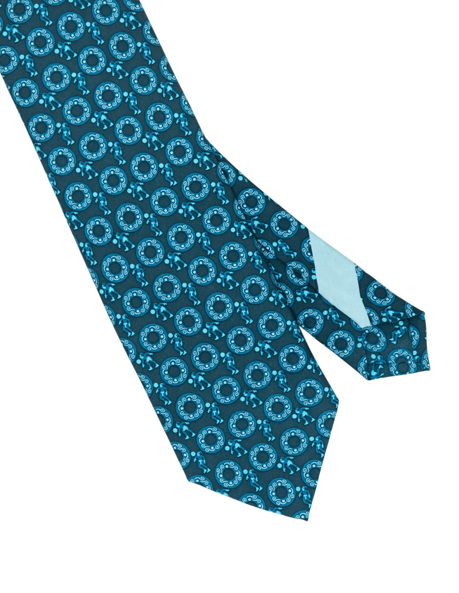 Corbata regular de seda estampado gráfico para hombre 2