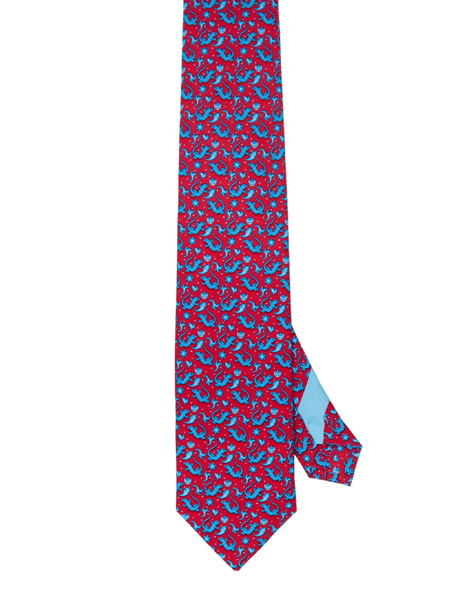 Corbata regular de seda estampado gráfico para hombre