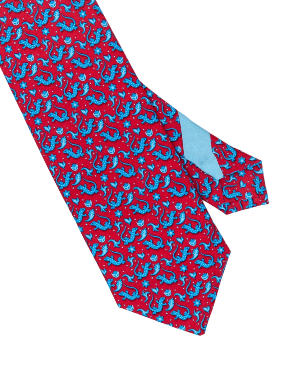Corbata regular de seda estampado gráfico para hombre 4