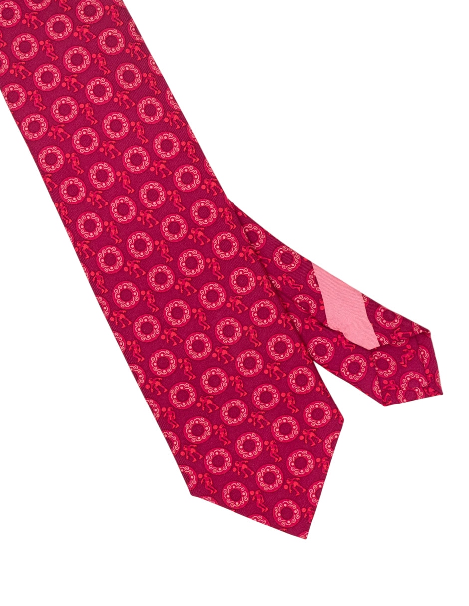Corbata regular de seda estampado gráfico para hombre 3