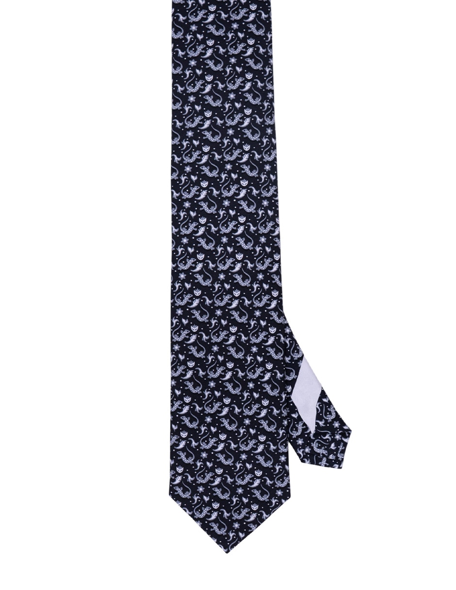 Corbata regular de seda estampado gráfico para hombre