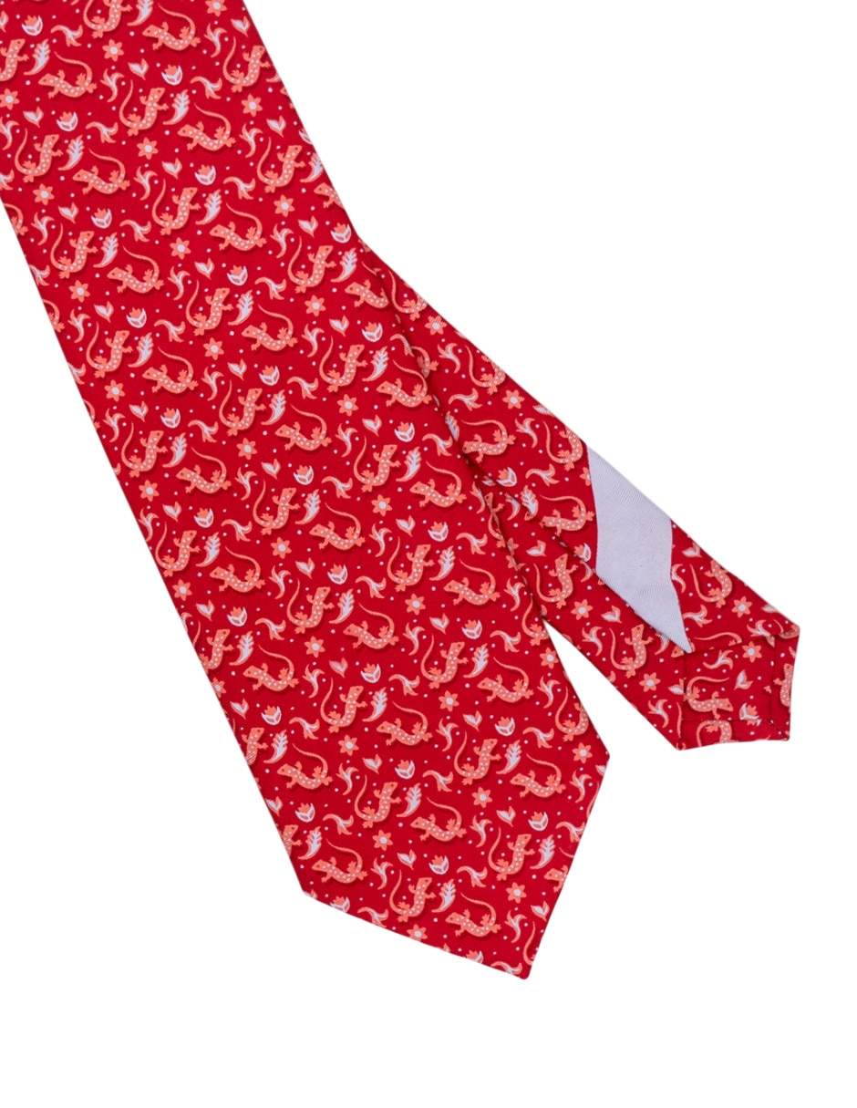 Corbata regular de seda estampado gráfico para hombre 2