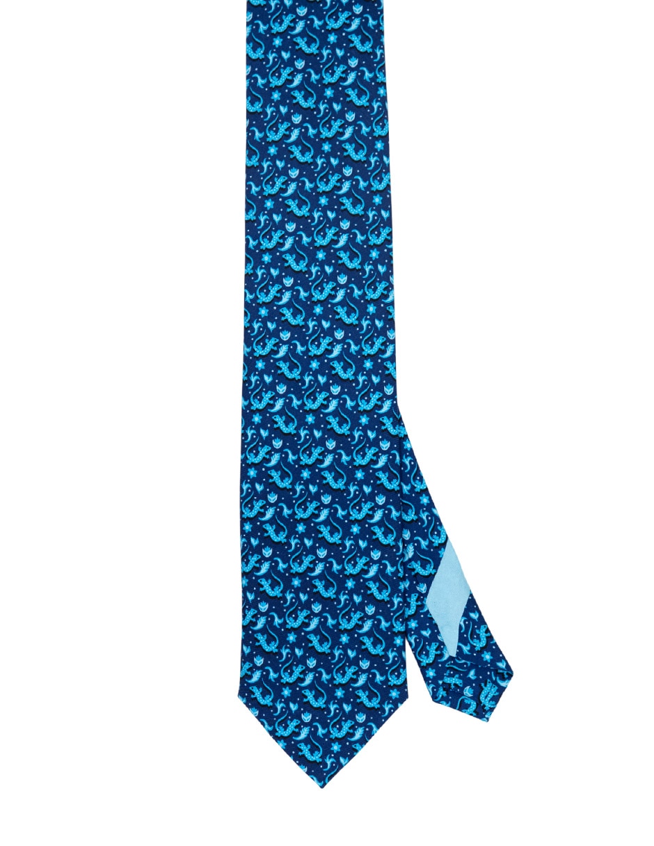 Corbata regular de seda estampado gráfico para hombre